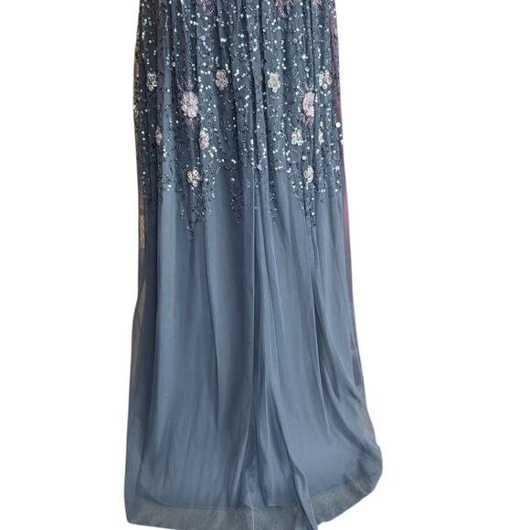 Adrianna Papell Floral Embellished V-Neck Formal Sequin Gown Size 8 NWT - Picture 13 of 15